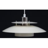 Vintage Retro : A Danish pendant light , El-light , model no 4107 , labelled , with cream livery ,