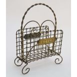 A c.1900 brass wire work 2-division 'Letters' rack 7 1/4" high x 5 1/2" wide x 2 3/4" deep.