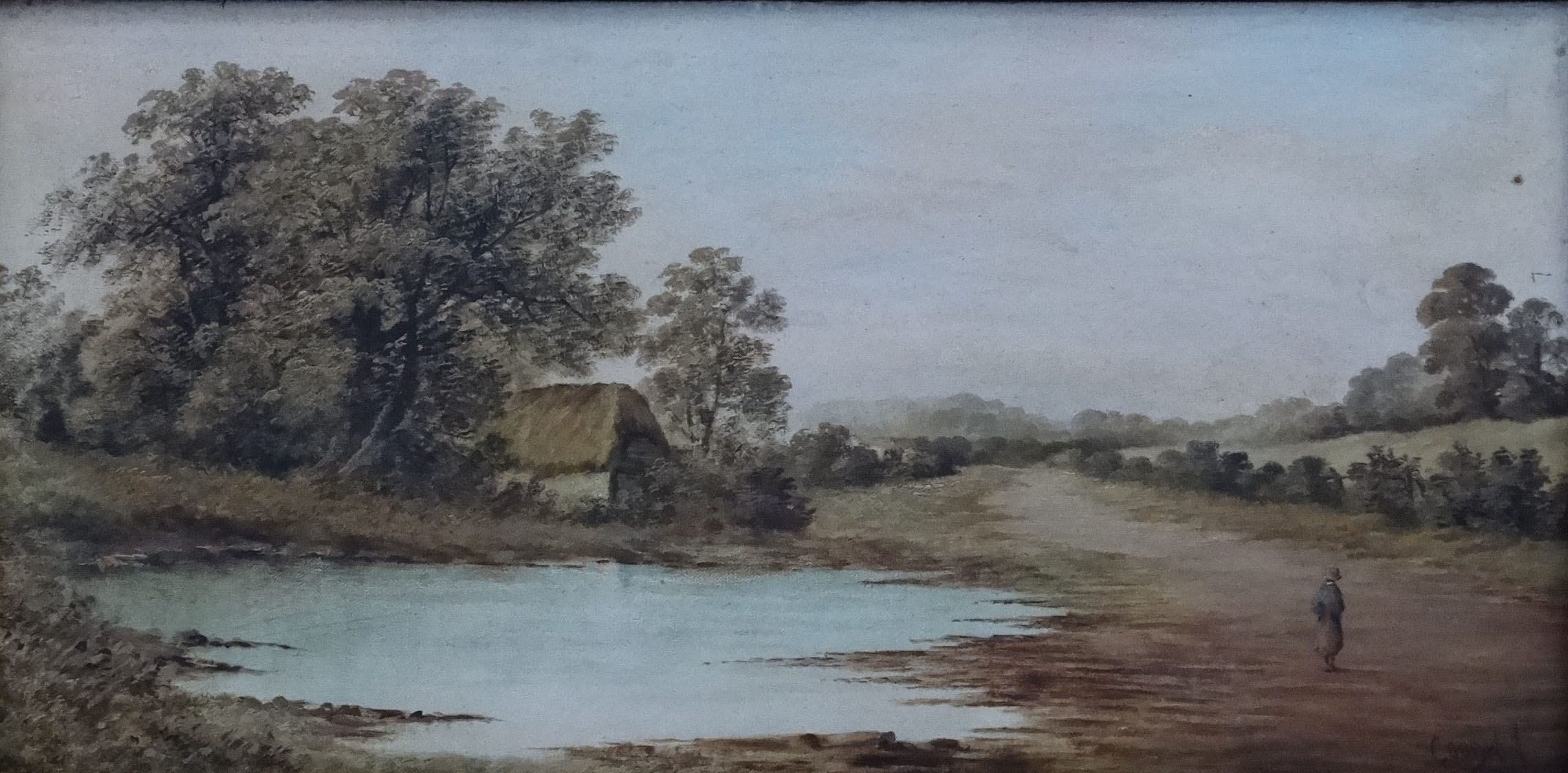 Goodwin XIX-XX, Oil on canvas - a pair, Figure walking past a pond & figure on a country path, - Image 4 of 6