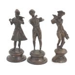 Augustus Moreau - A set of three bronzed musicians playing piccolo,