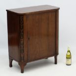 A late 19thC walnut and inlaid ebonised corner side cabinet 28 1/2" wide x 15" deep x 34 1/4" high