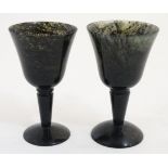 A pair of spinach green jade pedestal goblets.