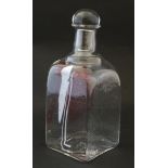 Scandinavian Glass : An art glass decanter and stopper with pink and white decoration.