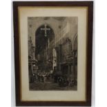 Axel Herman Haig (1835-1921), Signed monochrome etching, ' Cefalu , Sicily ',