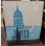 Cort XX, Acrylic on Board, Nighttime scene of St Paul's Cathedral .