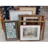 Quantity of assorted pictures to include framed cigarette cards, prints,
