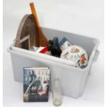 Box of assorted miscellaneous to include glass, Royal Worcester Evesham pattern ceramics etc,