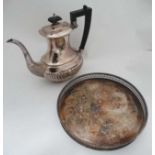 Silverplate teapot and tray CONDITION: Please Note - we do not make reference to