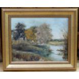 XIX Gilt framed pond & trees CONDITION: Please Note - we do not make reference to