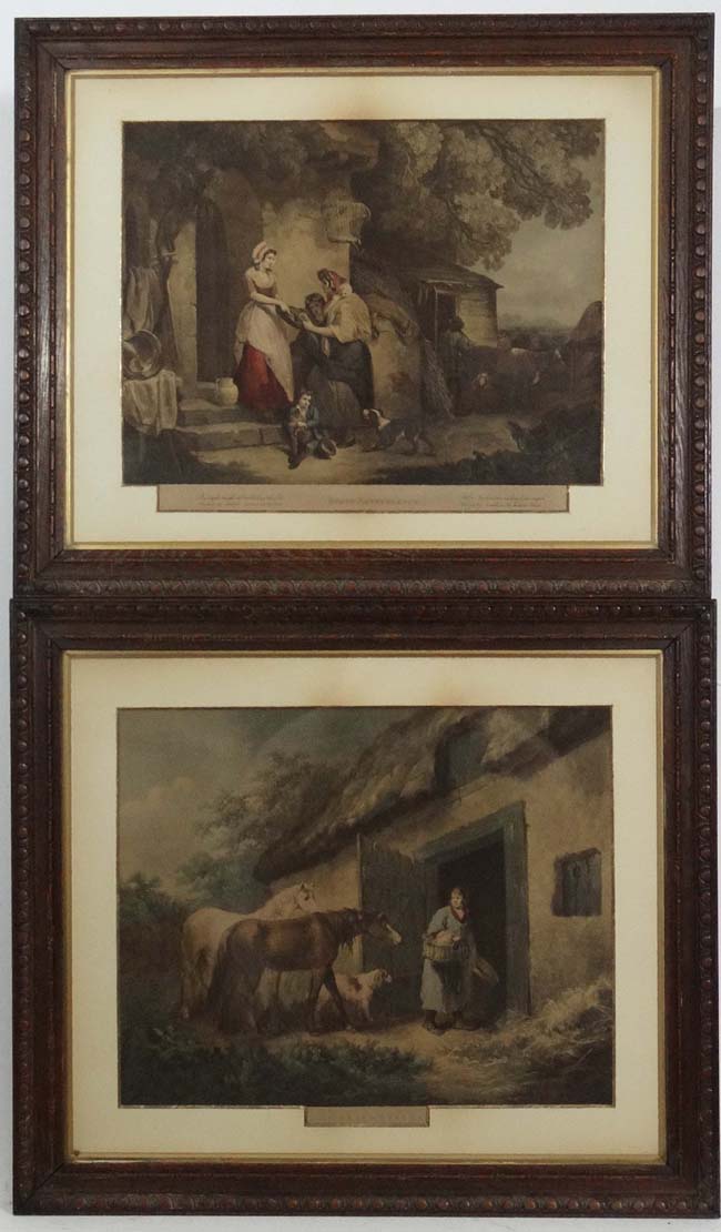 JR Smith after George Morland, Coloured Mezzotint 1797, ' The Horse Feeder ', 14 1/2 x 18", &.