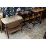 A barley twist occasional table + 2 tier tea trolley and tray top table ,