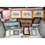 Quantity of assorted pictures to include a print of the single express locomotive midland Railway