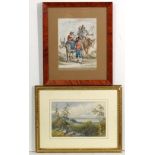 J F Stanley XIX, Watercolour, A family with a horse and donkey, Signed under,