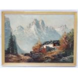 F Schmidt XX, Oil on canvas, Tyrolean scene, Signed lower left.
