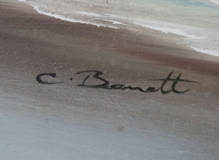 C Bennett XX, Oil on canvas, The rolling sea shore, Signed lower left. - Image 4 of 4