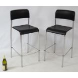 Vintage Retro : a pair of Italian Stacking Stools by Proinco with black plastic and chromed