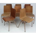 Vintage Retro : A set of vintage retro stacking chairs of pre- formed laminate and tubular
