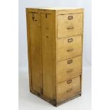Vintage Industrial : a George VI ( 1943) wooden filing cabinet of four drawers,