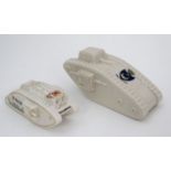 Militaria : Crestedware : A Carlton China model of a World War 1 mark IV tank ,