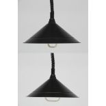 Vintage Retro : 2 Danish ES Horn conical pendant Rise and Fall lights , ( marked under ) Art no.