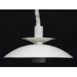 Vintage Retro: A Danish pendant Rise and Fall light , with white livery ,