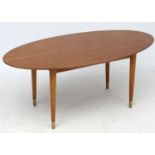 Vintage Retro / Art Deco : a 1950's oval Tiger Maple Occasional / Coffee table on four turned
