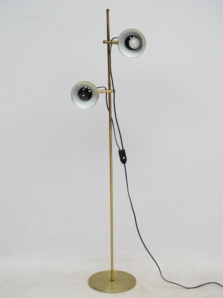 Vintage Retro : a Danish designed brushed bronze aluminium twin lamp multi directional spot lamp / - Image 2 of 3