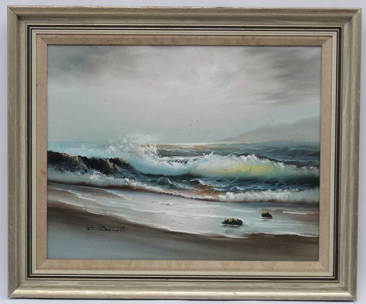 C Bennett XX, Oil on canvas, The rolling sea shore, Signed lower left.