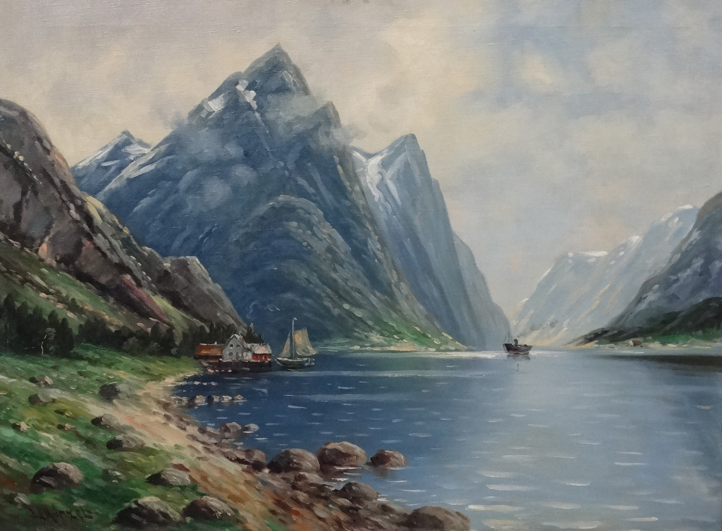 E Kunzel (XX) Scandinavian School, Oil on canvas, - Image 2 of 3