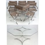 Mid Century Modern : Alessandro Albrizzi (1934-1994) , 8 chairs and a table ,