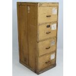 Vintage Industrial : a George VI ( 1943) wooden filing cabinet of four drawers,