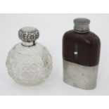 A cut glass scent / perfume bottle with silver collar and lid hallmarked Birmingham 1908 maker