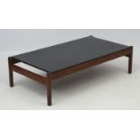 Vintage Retro: a low walnut and faux granite coffee table, measuring 46" long x 24" wide x 12" high.