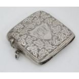 A large silver vesta with engraved decoration. Hallmarked Birmingham 1904 maker John Rose.