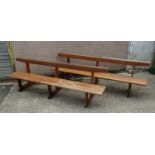 Vintage Retro: a pair of a 1970 mahogany benches measuring 90" wide x 30" high.