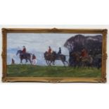 Manner of Alfred Munnings, XX, Oil on board , The Hunt setting off.