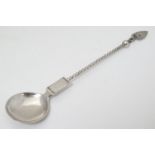 Scandinavian Silver : A Norwegian 830 silver preserve spoon with barley twist stem and leaf to