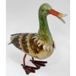 Glazed duck garden ornament 12 1/2 " x 5 1/2" x 12" overall CONDITION: Please Note -