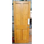 Pine internal door with 2 brass door hooks and porcelain plates CONDITION: Please