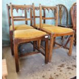 4 oak Gothic style dining chairs CONDITION: Please Note - we do not make reference