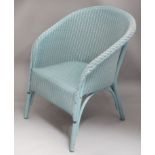 Blue painted ' Lusty ' Lloyd Loom chair CONDITION: Please Note - we do not make