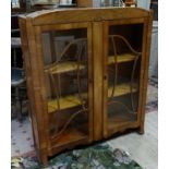 Art Nouveau walnut glazed display cabinet / bookcase CONDITION: Please Note - we