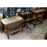 A barley twist occasional table + 2 tier tea trolley and tray top table ,