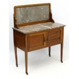 A late Victorian rouge marble topped washstand with splash back 36" wide x 17" deep x 45 3/4" high