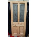 Stripped pine glazed door CONDITION: Please Note - we do not make reference to the