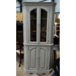 Pine glazed and French Grey painted painted corner unit CONDITION: Please Note - we