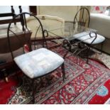 Pair of metal chairs + glass top metal table CONDITION: Please Note - we do not