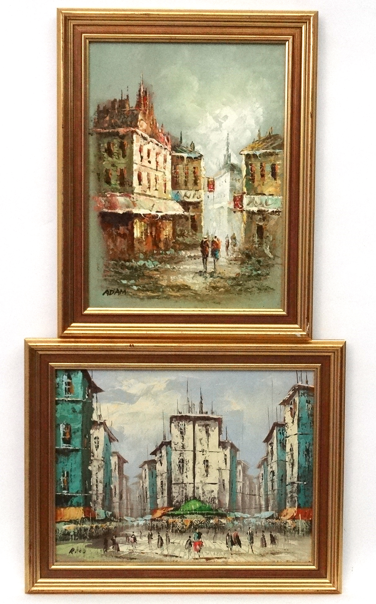 Adam and Rico XX French School, Oil on canvas, 2, Street scenes, Both signed lower left,