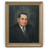 Peter A Dacison 1965, Oil on canvas, Portrait of a man in a suit, Signed lower left.