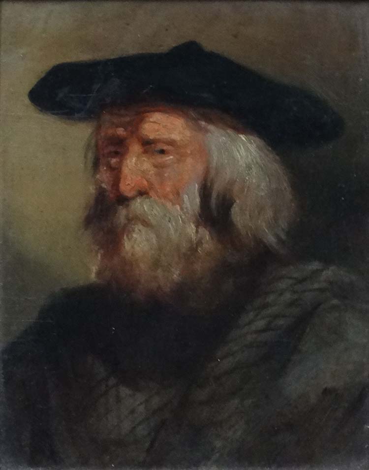Circa 1900 Dutch School, Oil on board , a pair, Portraits of bearded gentlemen wearing hats. - Image 4 of 4